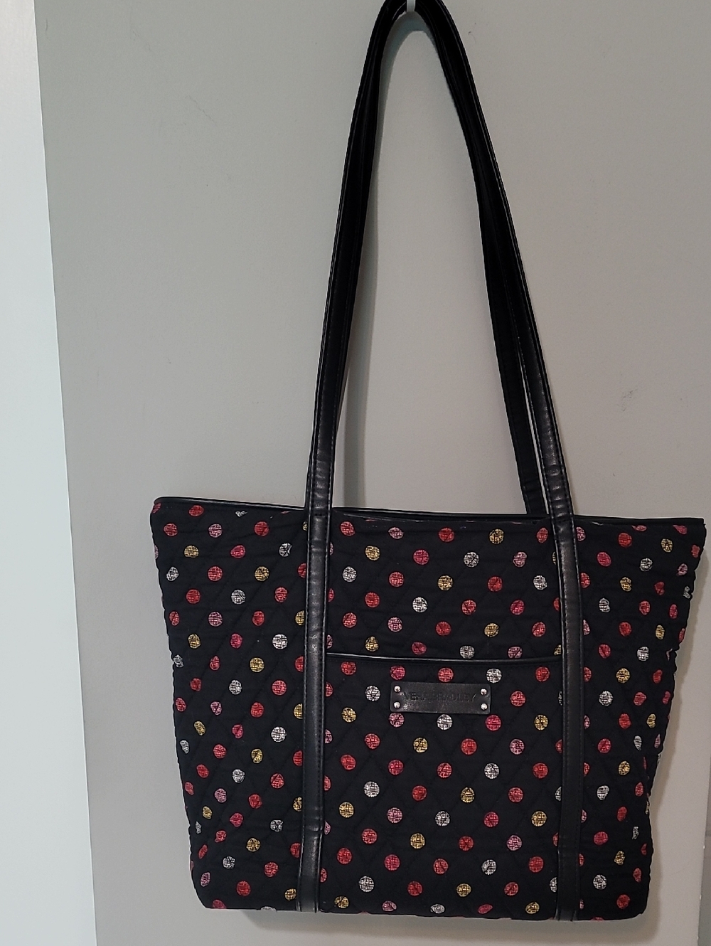 Vera Bradley Quilted Polka Dot Zip Top Tote Bag